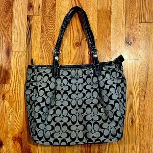 Coach Signature Gray and Black Purse